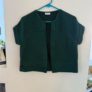 Akris Wool Blend Deep Green Knit Cardigan, Size 6